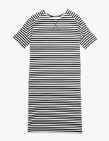 Marks and Spencer Jaeger Cotton Rich Striped Knee Length Shift Dress