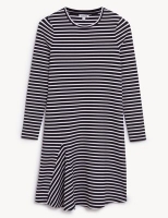 Marks and Spencer Jaeger Jersey Striped Knee Length Swing Dress