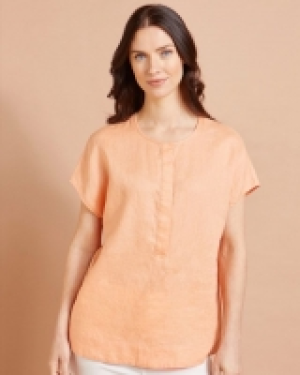 Dunnes Stores  Paul Costelloe Studio Linen Shirt in Orange With Concealed P