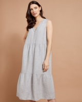 Dunnes Stores  Paul Costelloe Studio Linen Tiered Dress in Grey