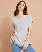 Dunnes Stores  Paul Costelloe Studio Linen Concealed Placket Shirt in Grey
