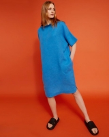 Dunnes Stores  Carolyn Donnelly The Edit Blue Funnel Neck Linen Dress