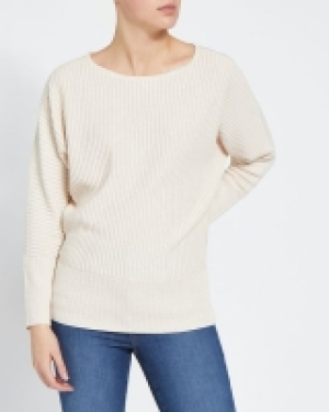 Linen Mix Ripple Stitch Batwing Jumper