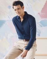 Dunnes Stores  Paul Costelloe Living Navy Knitted Slim Fit Shirt