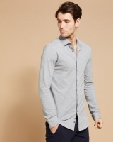 Dunnes Stores  Paul Costelloe Living Grey Knitted Slim Fit Shirt