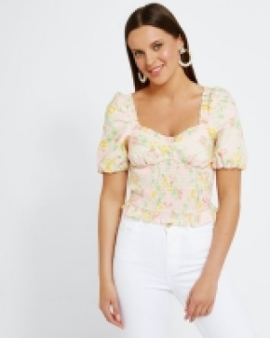 Dunnes Stores  Savida Puff Sleeve Shirred Blouse