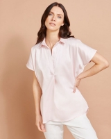 Dunnes Stores  Paul Costelloe Studio Shirt in Blush With Curved Placket
