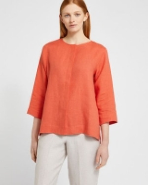 Carolyn Donnelly The Edit Orange Linen Top With Concealed Fr