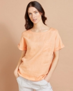 Dunnes Stores  Paul Costelloe Studio Linen Pocket T-Shirt in Orange