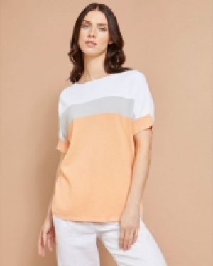 Dunnes Stores  Paul Costelloe Studio Colour Block Knitted Tee in Orange