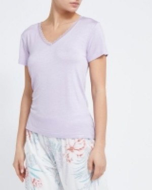 Short-Sleeved Viscose Top With Lace