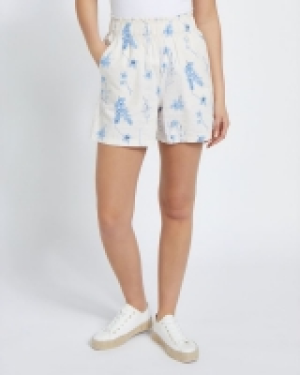 Printed Linen Blend Shorts
