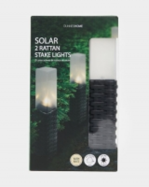 Solar Lights With Rattan Stakes - Set Of 2