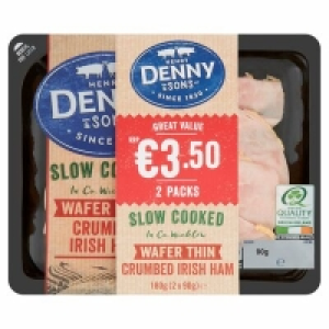 Denny Slow Cooked Wafer Thin Crumbed Irish Ham Slices 2 Pack