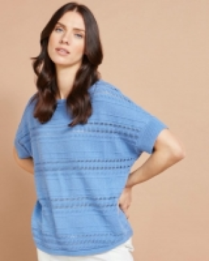 Paul Costelloe Studio Open Knit Top in Blue