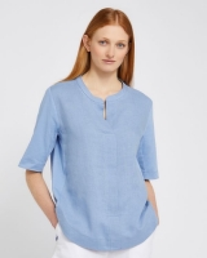 Dunnes Stores  Carolyn Donnelly The Edit Blue Bartack Linen Top