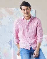 Dunnes Stores  Paul Costelloe Living Long-Sleeved Striped Linen Shirt