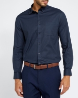 Dunnes Stores  Regular Fit Herringbone Shirt With Stretch