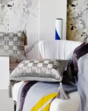 Joanne Hynes Tassel Cushion With Silver Hammered Metal Sequi