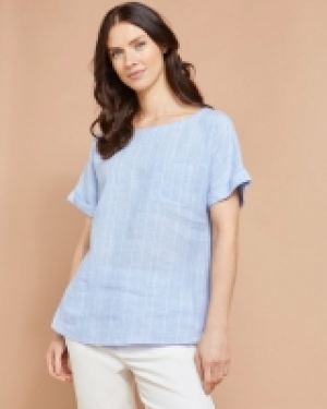 Paul Costelloe Studio Linen Pocket T-Shirt in Stripes