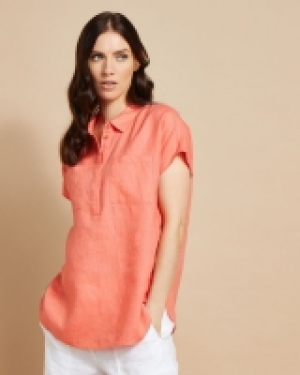 Paul Costelloe Living Studio Coral Linen Pocket Shirt
