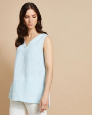Paul Costelloe Studio Linen Vest in Aqua