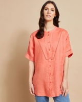 Dunnes Stores  Paul Costelloe Studio Linen Kimono Trim Shirt in Coral