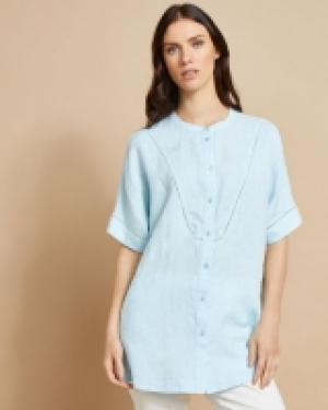 Paul Costelloe Studio Kimono Trim Shirt in Aqua