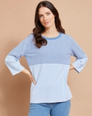 Paul Costelloe Studio Two-Tone Striped Jumper in Blue