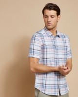 Dunnes Stores  Paul Costelloe Living Short-Sleeved Linen Check Shirt