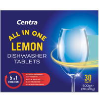 Centra  Centra Dishwasher 5in1 Lemon 30 Pack Tablets 600g