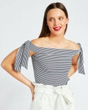 Savida Striped Bardot Top