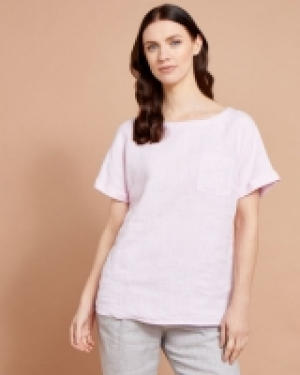 Dunnes Stores  Paul Costelloe Studio Linen Pocket Tee in Light Pink