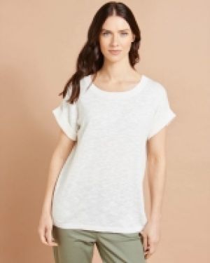 Dunnes Stores  Paul Costelloe Studio Button Back Knitted Tee in Ivory