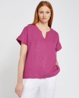 Dunnes Stores  Carolyn Donnelly The Edit Magenta Slit Neck Linen Top