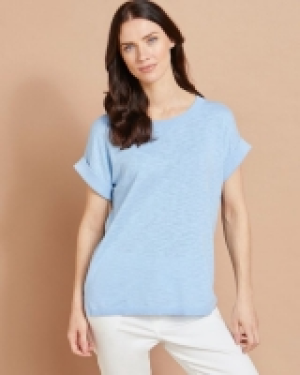 Dunnes Stores  Paul Costelloe Studio Button Back Knitted Tee in Light Blue