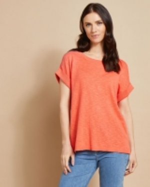 Dunnes Stores  Paul Costelloe Studio Button Back Knitted Tee in Coral
