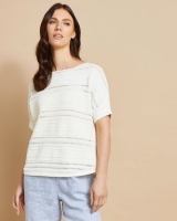 Dunnes Stores  Paul Costelloe Studio Open Knit Top in Ivory