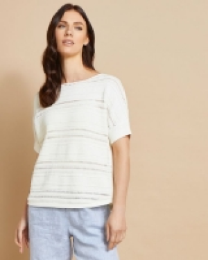Paul Costelloe Studio Open Knit Top in Ivory