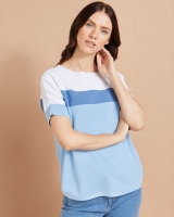 Dunnes Stores  Paul Costelloe Studio Colour Block Knitted Tee in Blue