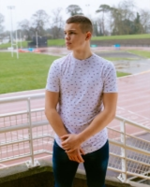 Paul Galvin Printed Dipped Hem Tee