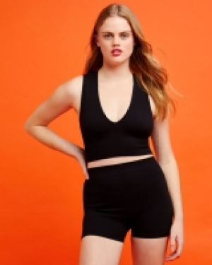 Ribbed Plunge Crop Vest
