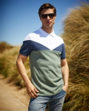 Slim Fit Zip Colour Block Polo