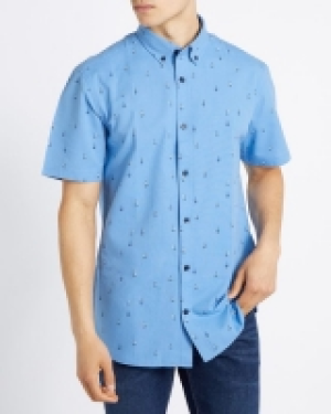 Regular Fit Short-Sleeved Oxford Geo Shirt