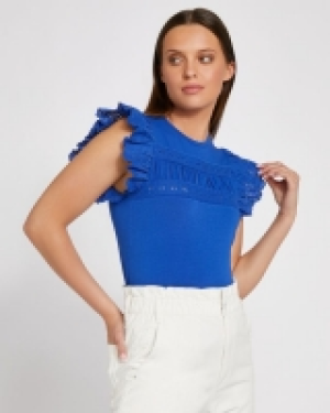 Dunnes Stores  Savida Lace Frill Front T-Shirt