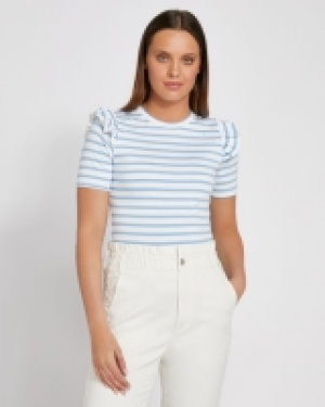 Savida Striped Frill Shoulder Top 7.00 €