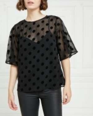 Dunnes Stores  Gallery Laurel Flocked Polka Dot Top