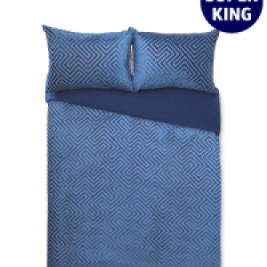 Aldi  Jacquard Blue Superking Duvet Set