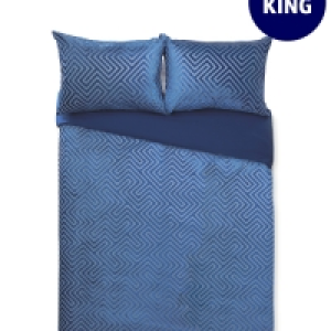 Aldi  Jacquard Velvet Blue King Duvet Set