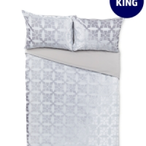 Aldi  Jacquard Velvet Grey King Duvet Set